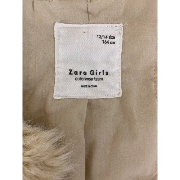 Zara Girls Faux Fur Coat Beige Size 13/14 - Picture 4 of 8